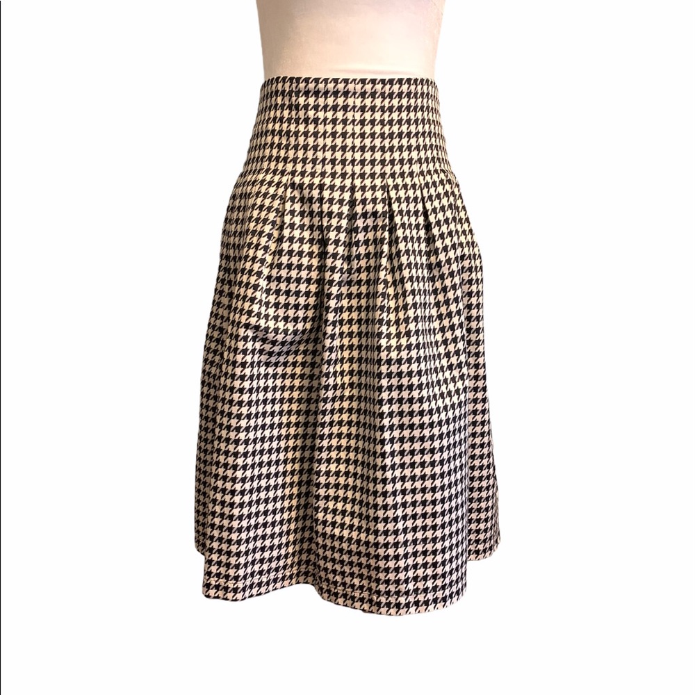 Pink Tartan Houndstooth Wide Pleat Skirt